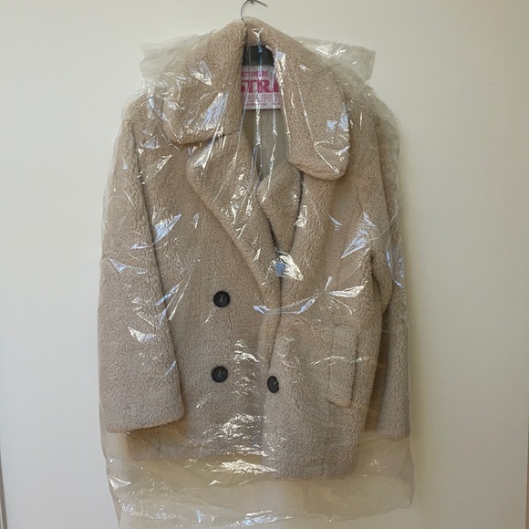 Free People Notched Teddy Peacoat Coat Faux Fur - Picture 9 of 10